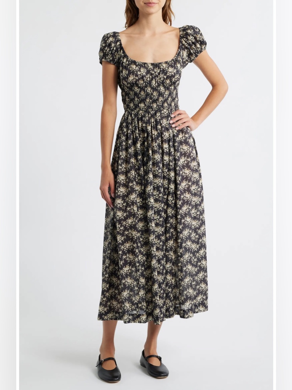 Doen Quinley Floral Organic Cotton Midi Dress NWT Small